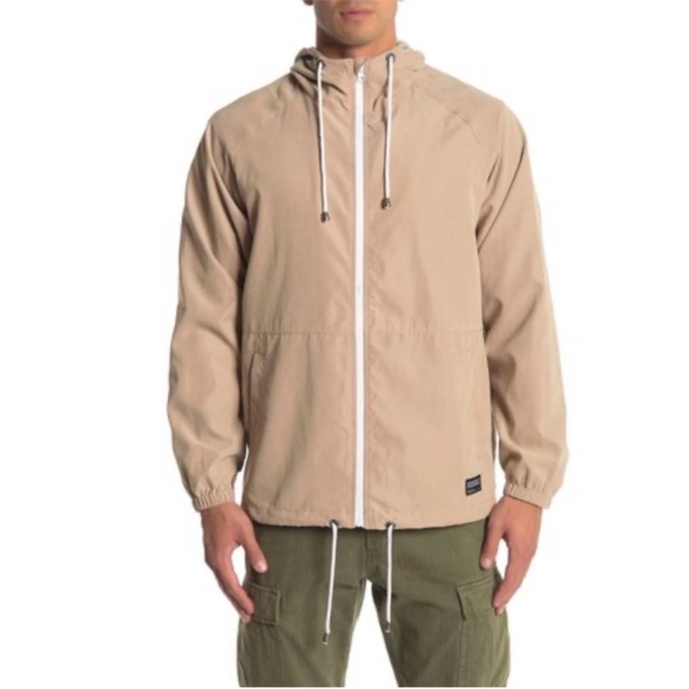NWT Men's Tan Hooded Ezekiel Jacket Zipper Front Large